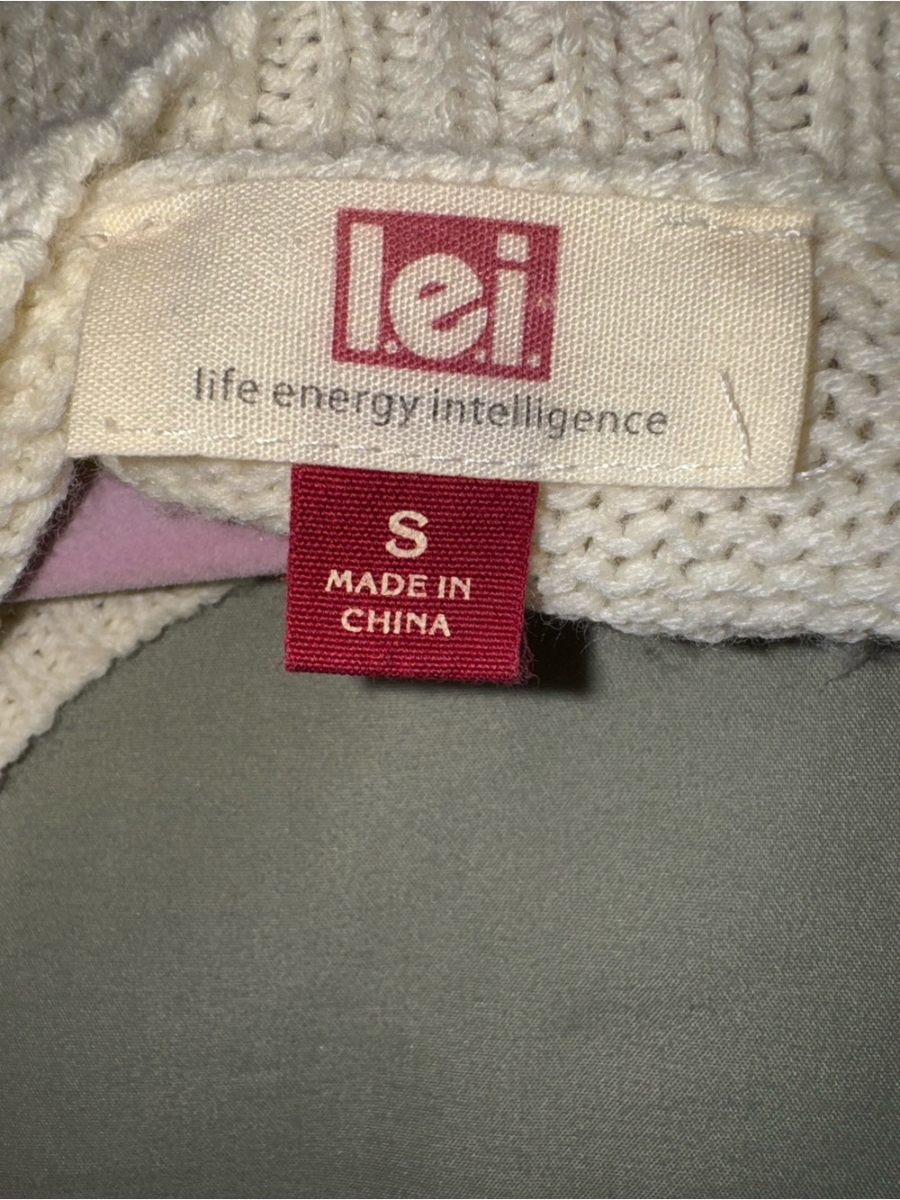 lei Cream Cable-Knit Short Sleeve Sweater Dress - Picture 3 of 4